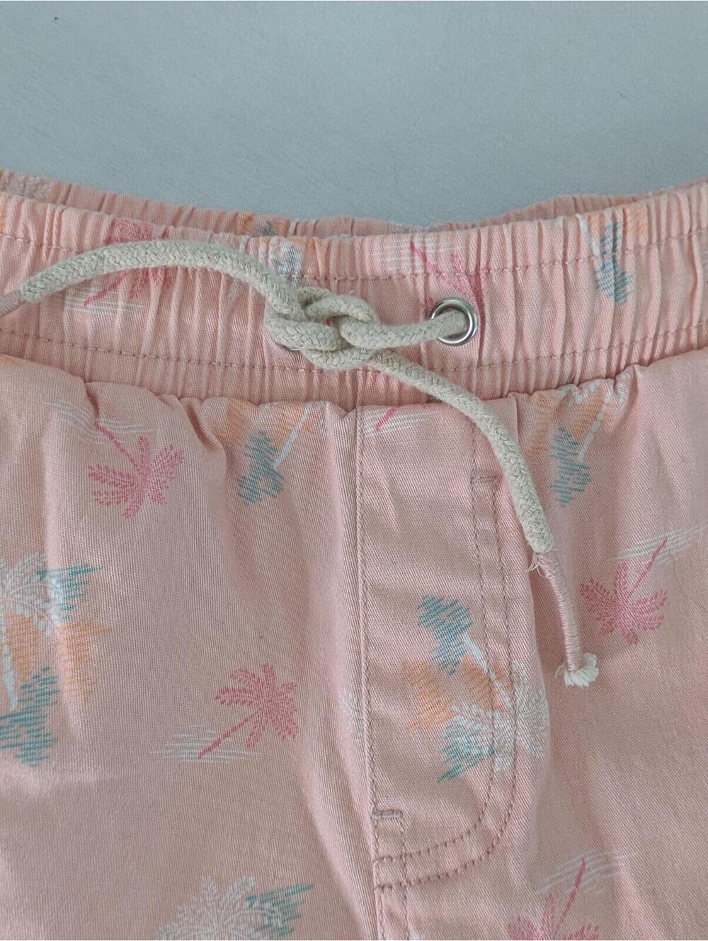 2000's Fresh Prints of Bel-Air Stretch Twill Pink Palm Print Surf Beach Shorts - Picture 3 of 6